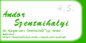 andor szentmihalyi business card